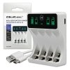 Qoltec Ładowarka do akumulatorków Ni-MH typu R03 AAA R6 AA | LCD | kabelUSB-C | Biała